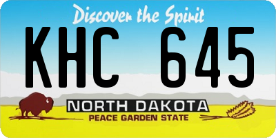 ND license plate KHC645