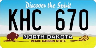 ND license plate KHC670
