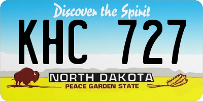 ND license plate KHC727
