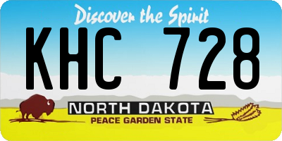 ND license plate KHC728