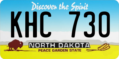 ND license plate KHC730
