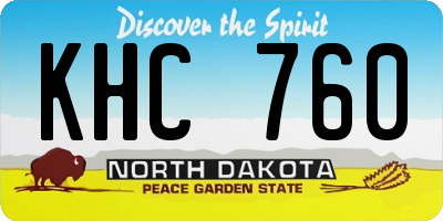 ND license plate KHC760