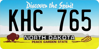 ND license plate KHC765