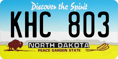 ND license plate KHC803