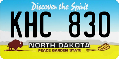 ND license plate KHC830