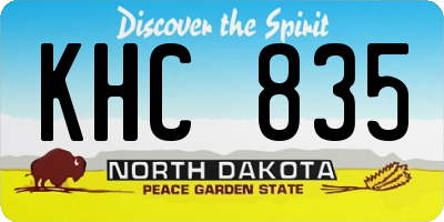 ND license plate KHC835