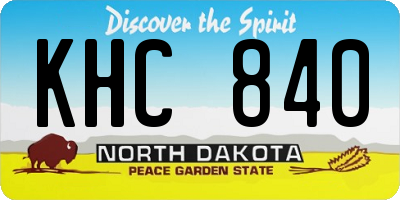 ND license plate KHC840