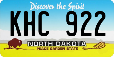 ND license plate KHC922