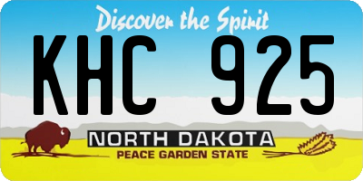 ND license plate KHC925