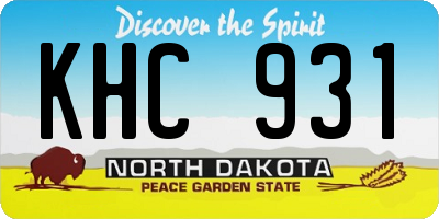 ND license plate KHC931