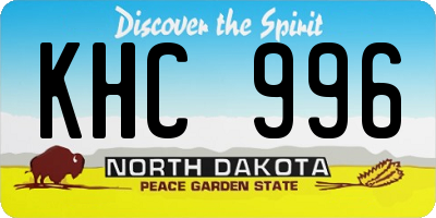 ND license plate KHC996