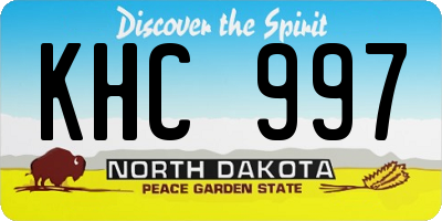 ND license plate KHC997