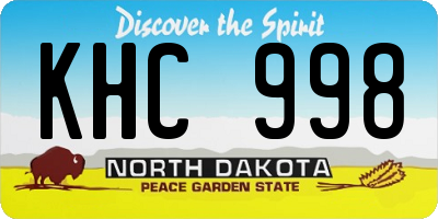 ND license plate KHC998