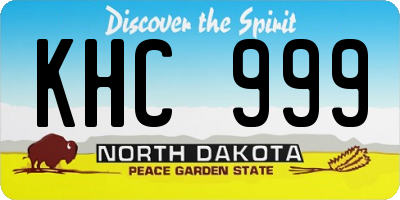 ND license plate KHC999