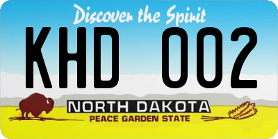 ND license plate KHD002