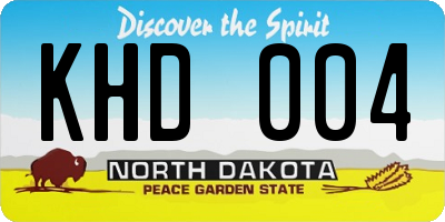 ND license plate KHD004