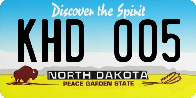 ND license plate KHD005