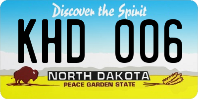 ND license plate KHD006