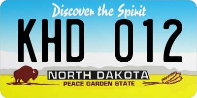ND license plate KHD012