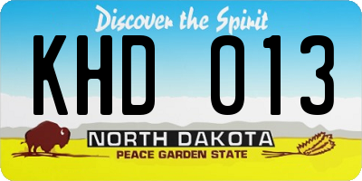 ND license plate KHD013