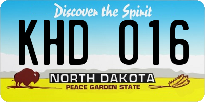 ND license plate KHD016