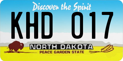 ND license plate KHD017