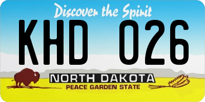 ND license plate KHD026