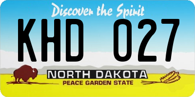 ND license plate KHD027