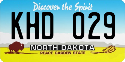 ND license plate KHD029