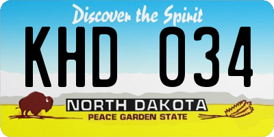 ND license plate KHD034