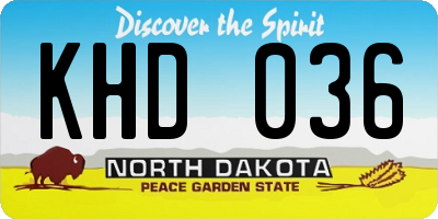 ND license plate KHD036