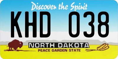 ND license plate KHD038