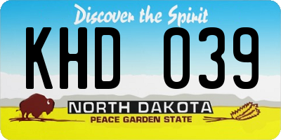 ND license plate KHD039