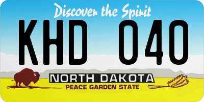 ND license plate KHD040