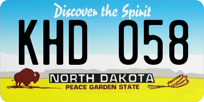 ND license plate KHD058