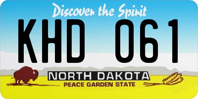 ND license plate KHD061