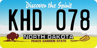 ND license plate KHD078