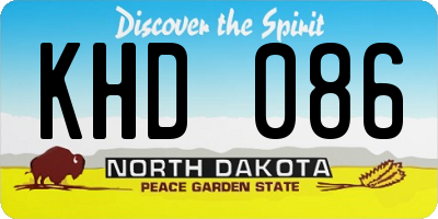 ND license plate KHD086