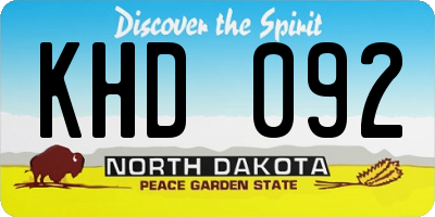 ND license plate KHD092