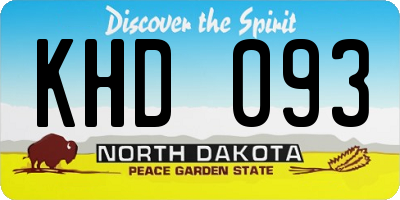 ND license plate KHD093
