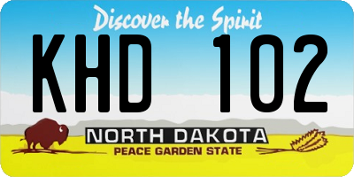 ND license plate KHD102