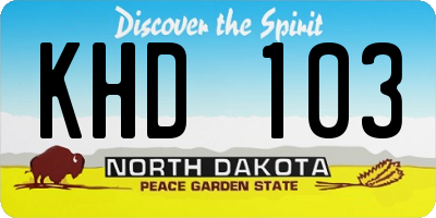 ND license plate KHD103