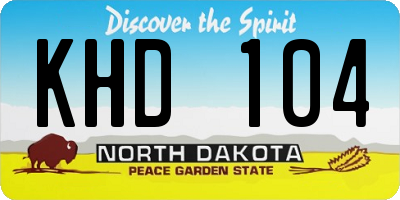 ND license plate KHD104