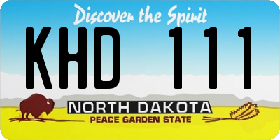 ND license plate KHD111