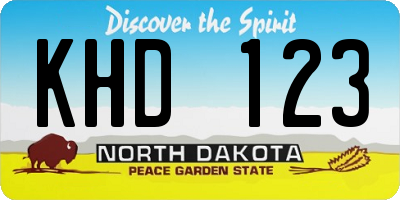 ND license plate KHD123
