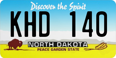 ND license plate KHD140