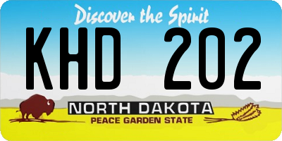 ND license plate KHD202