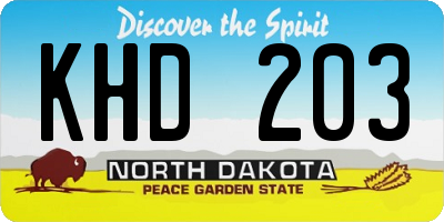 ND license plate KHD203