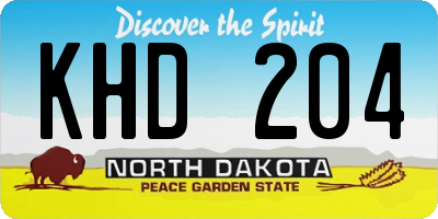 ND license plate KHD204