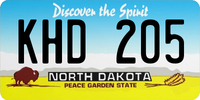 ND license plate KHD205